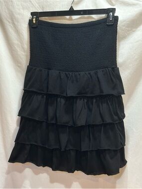 Women's Black Tiered Ruffle Skirt
